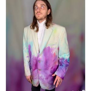 Upcycled Blazer Dyed Artisan Jacket Spring Lightweight Funky Y2K Hip Top